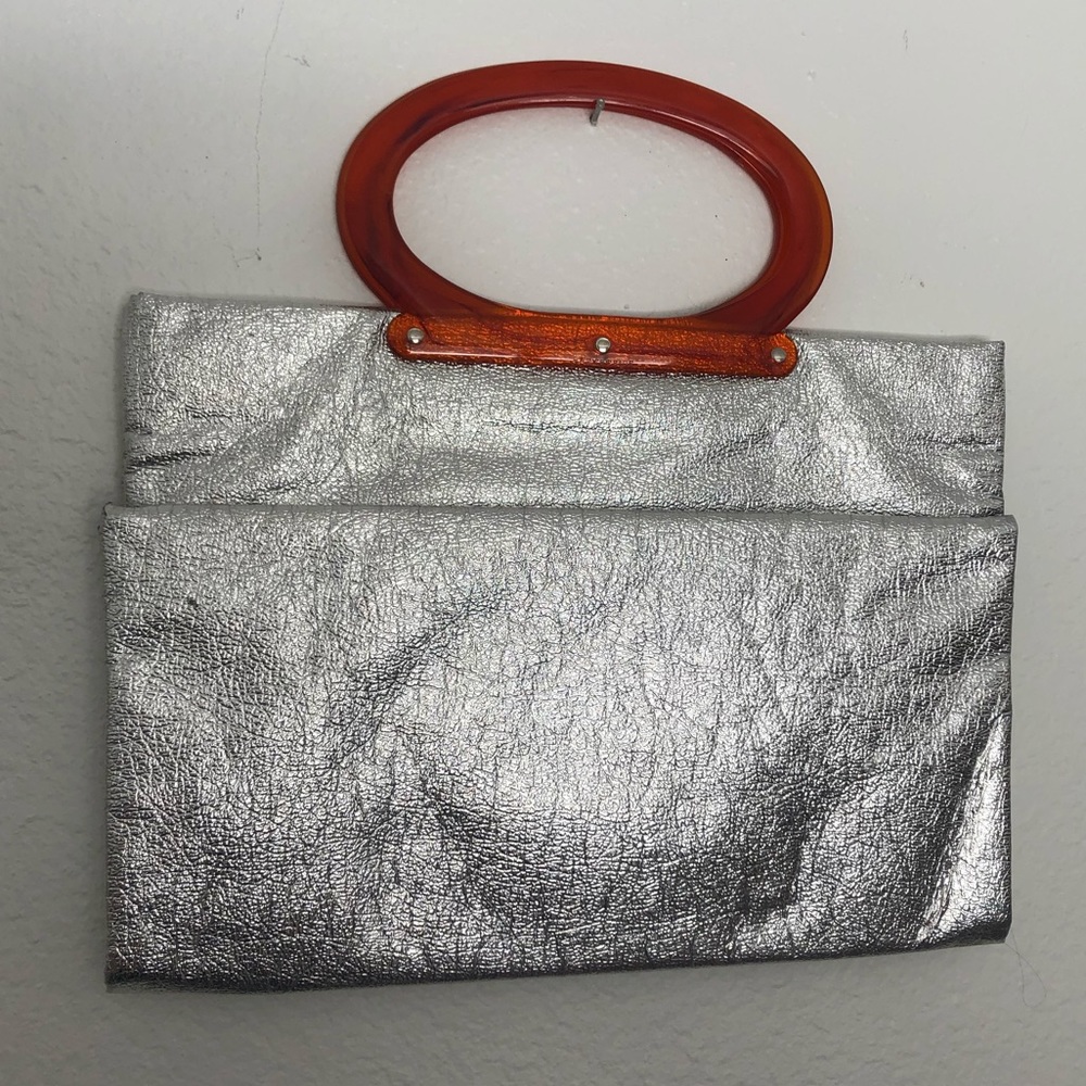 Retro Silver Pleather Purse